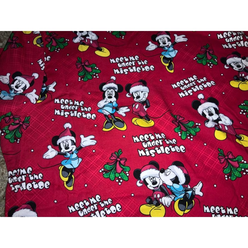 Disney Christmas Nurse Scrub Top Mickey and Minnie Mouse- Med